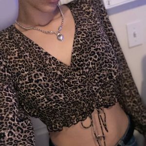 Leopard print corset crop top